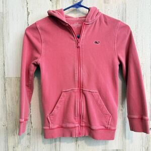 Vineyard Vines Girls Size 7 Full Zip Hoodie Pink Cotton Blend